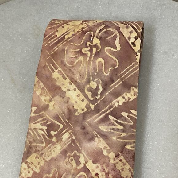 VTG Brite Ties Silk Screen Autumnal Faded Rust Cotton Tie Boho Artsy Hippie - Picture 8 of 12